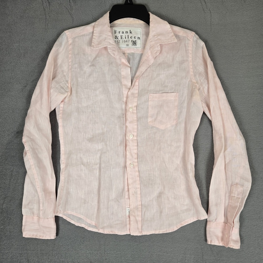Frank & Eileen Shirt Women XS Barry Pink Linen Button Up F&E Exclusive USA *READ